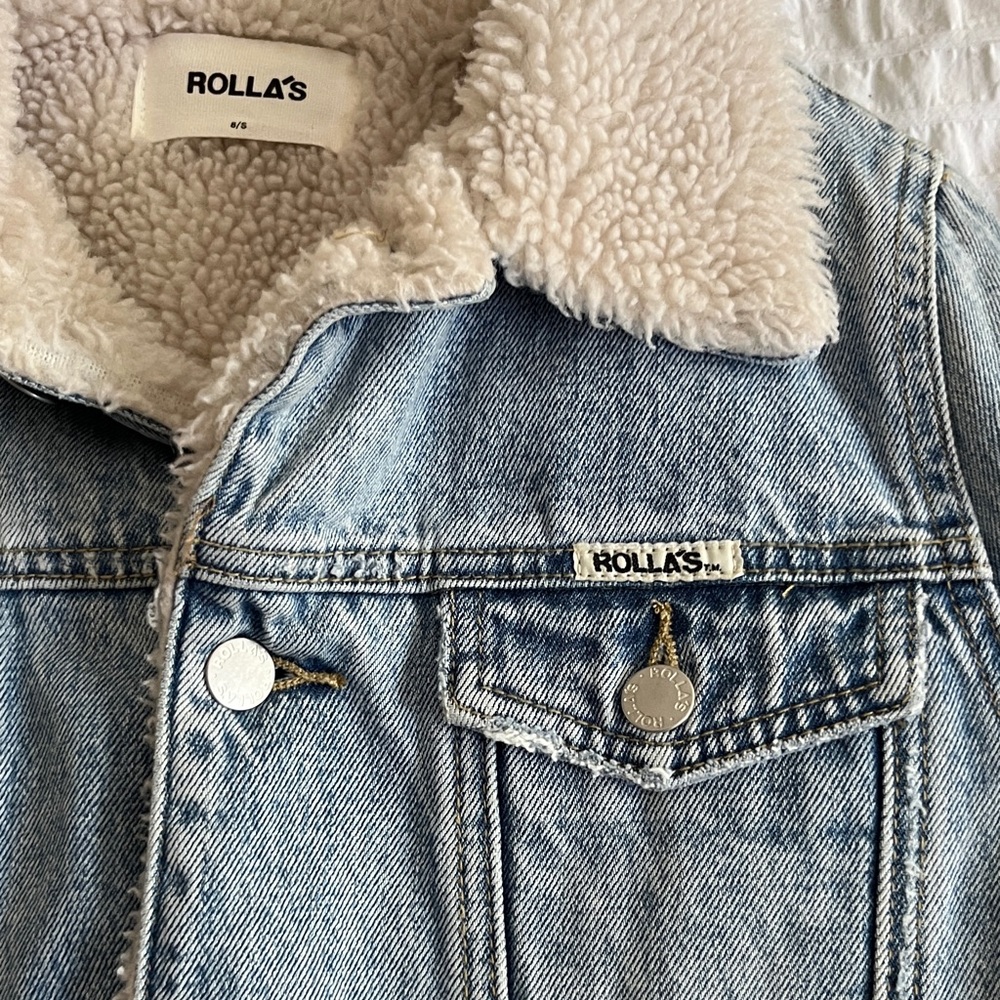 ROLLA'S Light Blue Denim Sherpa Jacket - Picture 4 of 10